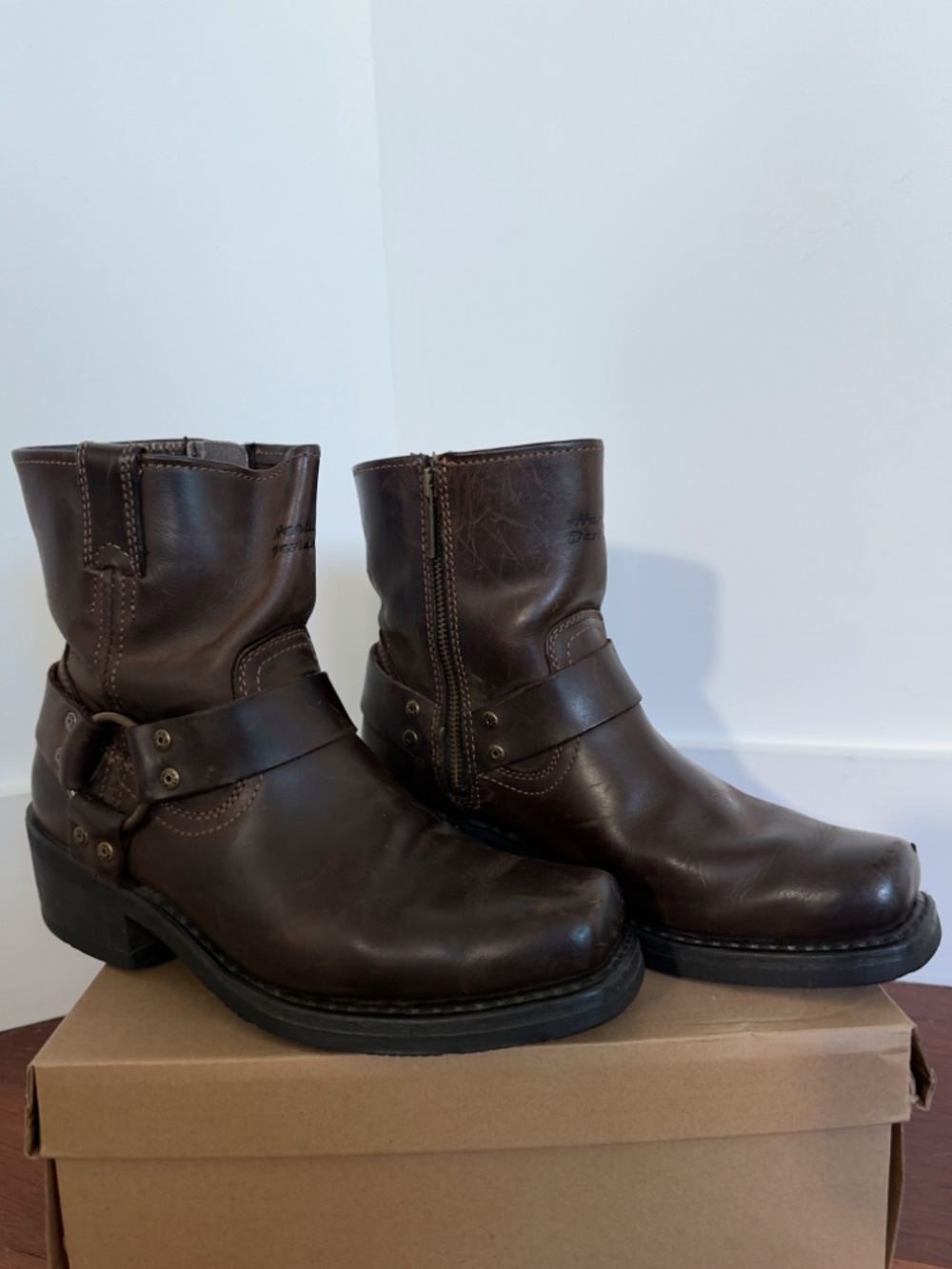 Harley-Davidson Brown Leather Heeled Boots